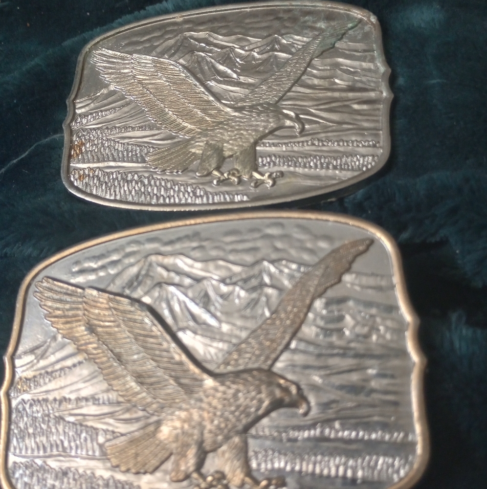 Western style belt buckle with bald eagle